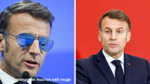 emmanuel macron oeil rouge
